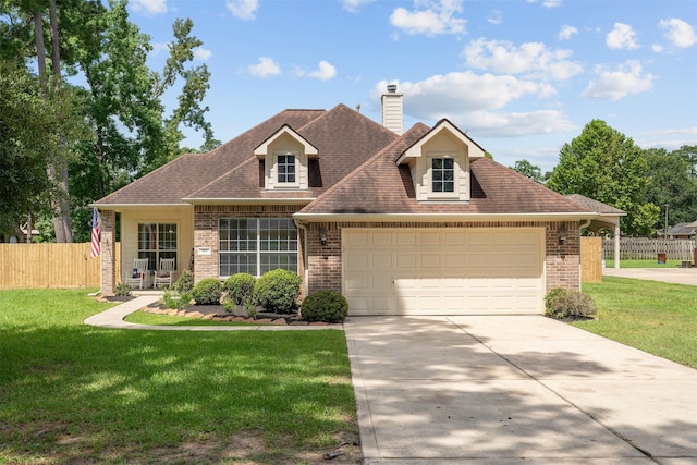 view of front of home with a garage and a front yard