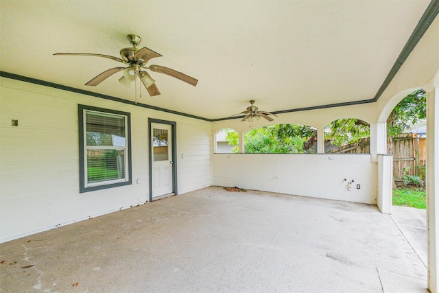 view of patio with ceiling fan