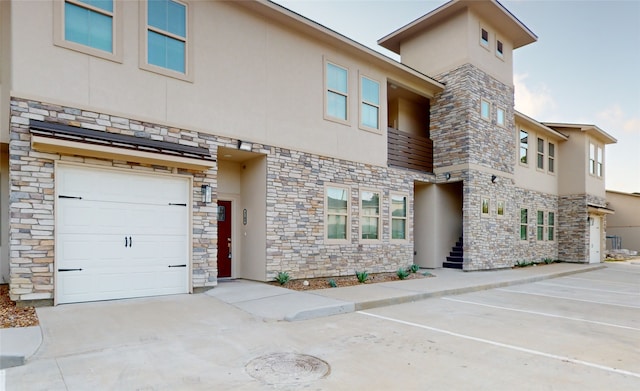 exterior space with a garage