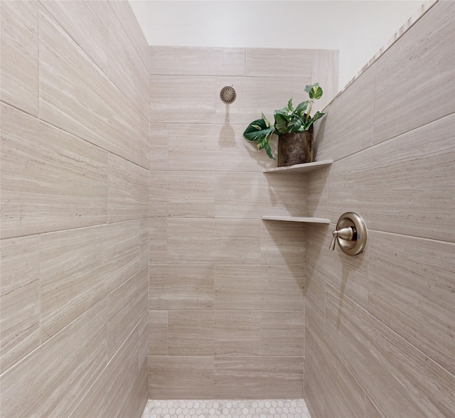 bathroom with tiled shower