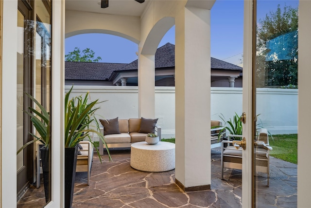 view of patio / terrace with ceiling fan