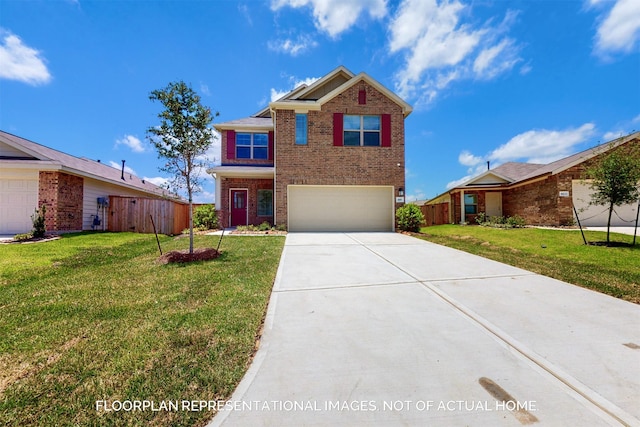 front of property featuring a garage and a front lawn