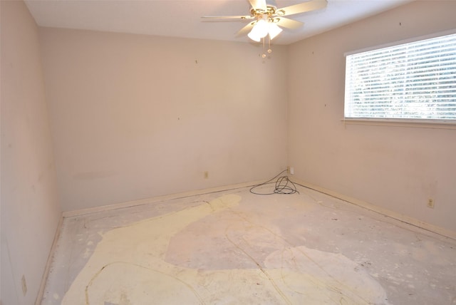 unfurnished room with ceiling fan