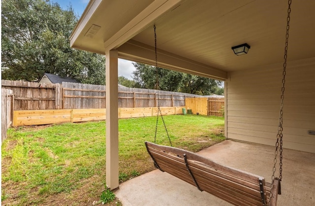 view of yard with a patio area