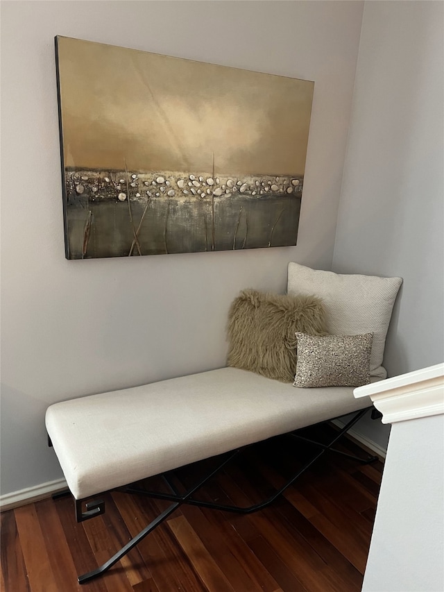 sitting room with wood-type flooring