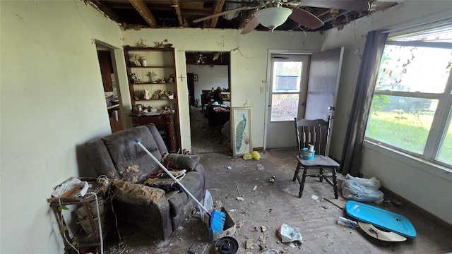 miscellaneous room featuring ceiling fan