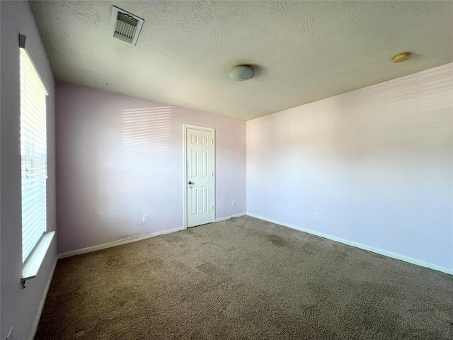 spare room with carpet and a textured ceiling