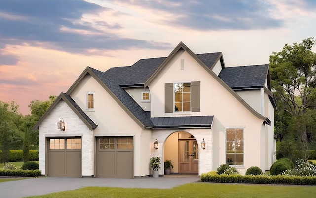 view of front of house with a garage