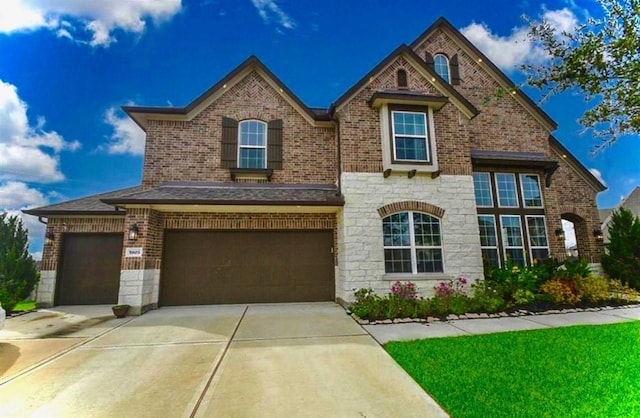 view of front of property with a garage