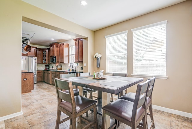 view of tiled dining area