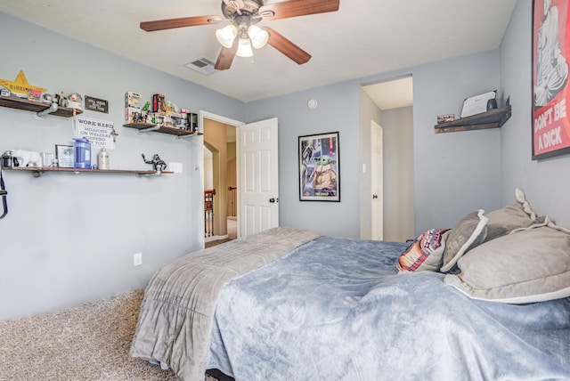 bedroom with carpet and ceiling fan