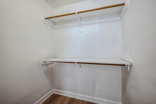 walk in closet featuring dark hardwood / wood-style floors