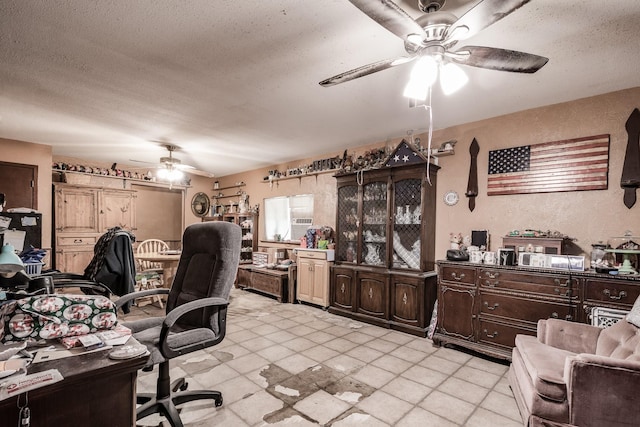 office with a textured ceiling