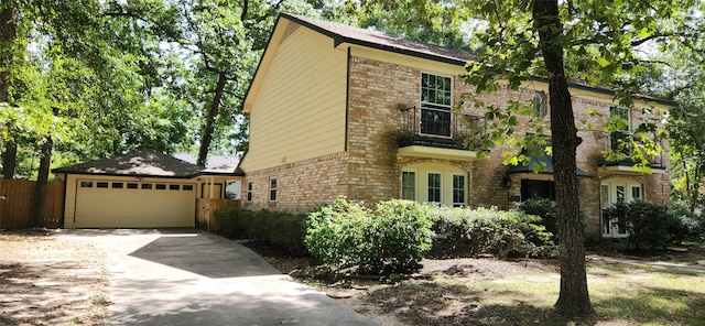 view of front of house with a garage