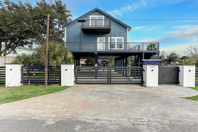 coastal inspired home featuring a balcony