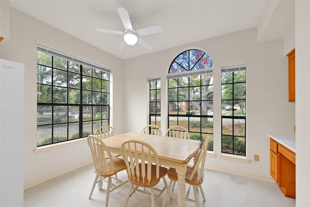 7810 Timberline Run Ln, Houston, TX 77095 - dining space featuring baseboards and ceiling fan