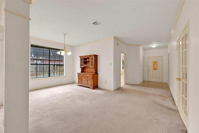 7810 Timberline Run Ln, Houston, TX 77095 - carpeted empty room with ornamental molding and a chandelier