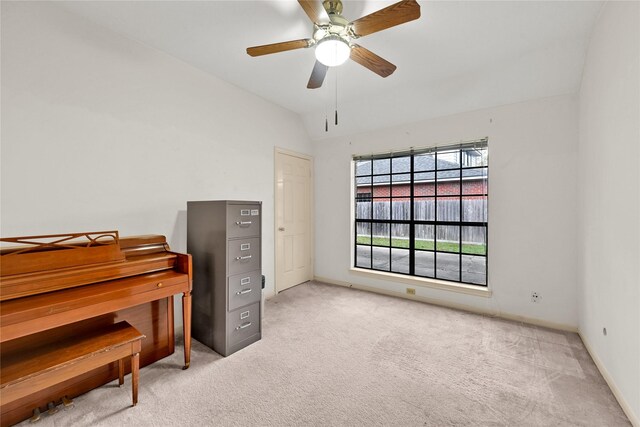 7810 Timberline Run Ln, Houston, TX 77095 - carpeted office space with vaulted ceiling and a ceiling fan