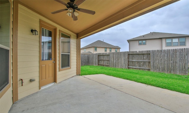 view of patio with ceiling fan