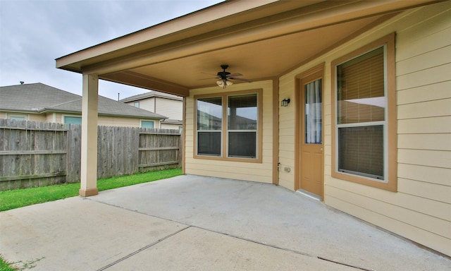 view of patio / terrace with ceiling fan