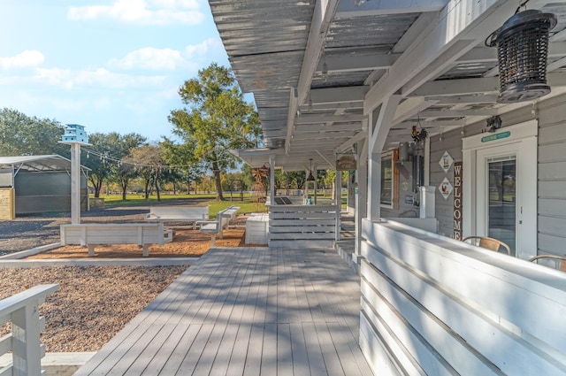 wooden deck with covered porch