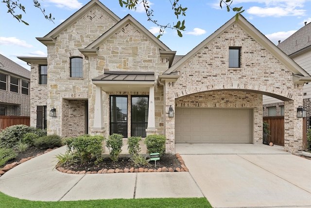 view of front of house with a garage