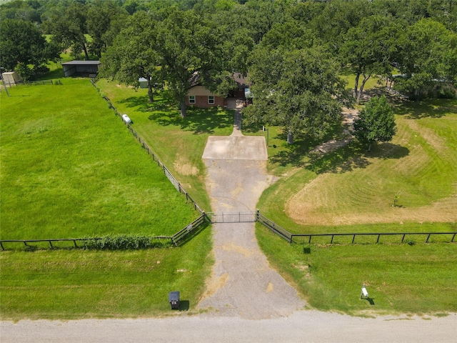 aerial view with a rural view