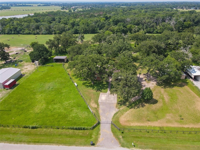 bird's eye view with a rural view and a water view