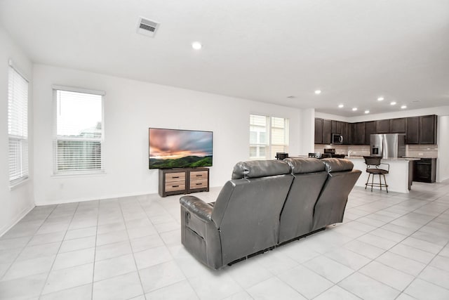 view of tiled living room