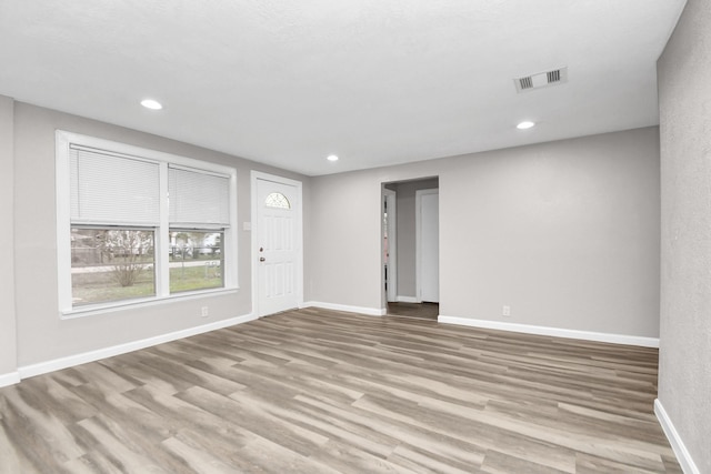 interior space with light hardwood / wood-style floors