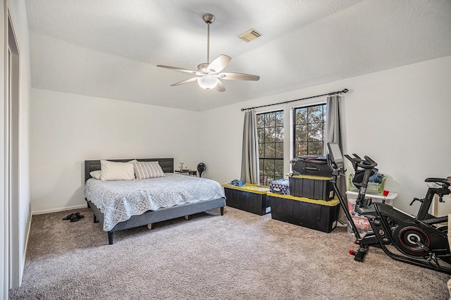 bedroom with carpet flooring and ceiling fan