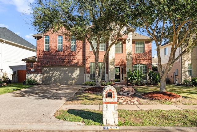 view of front of property with a garage