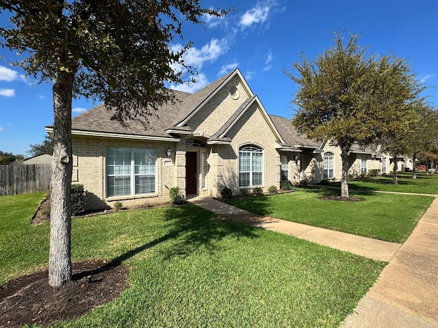 view of front of property featuring a front lawn