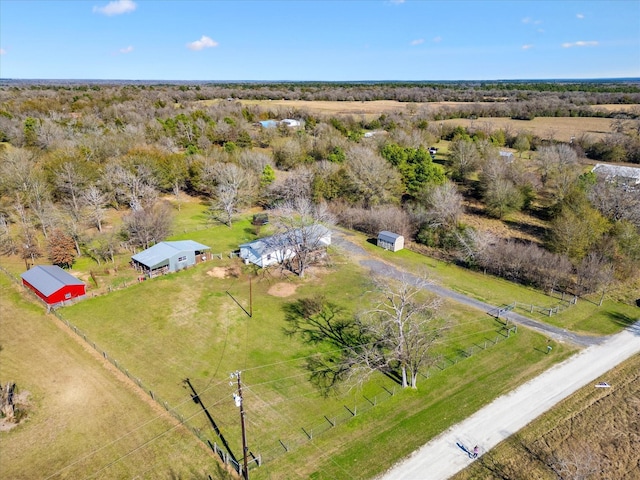 aerial view featuring a rural view