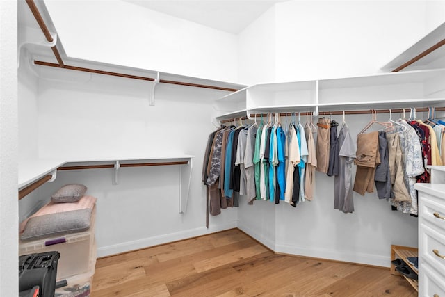 spacious closet with light wood-type flooring