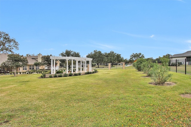 view of yard with a pergola