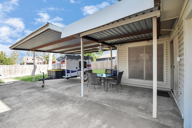 view of patio with ceiling fan