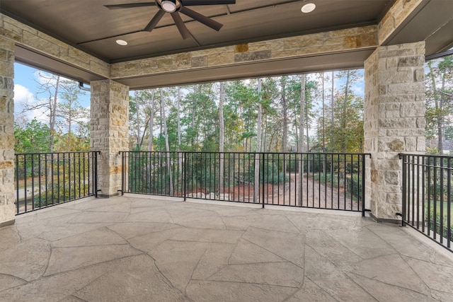 view of patio / terrace featuring ceiling fan