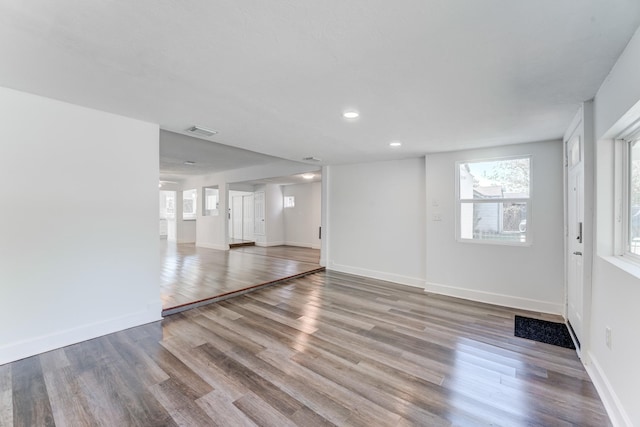 spare room with light wood-type flooring