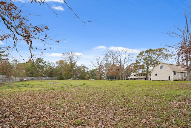 view of yard featuring a trampoline