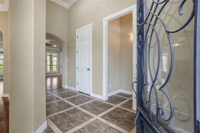 foyer entrance with ornamental molding