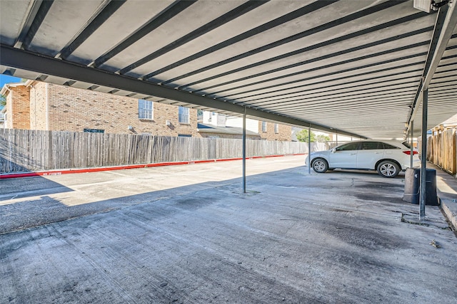 garage with a carport