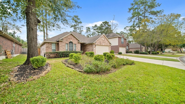 view of front of house featuring a front yard and a garage