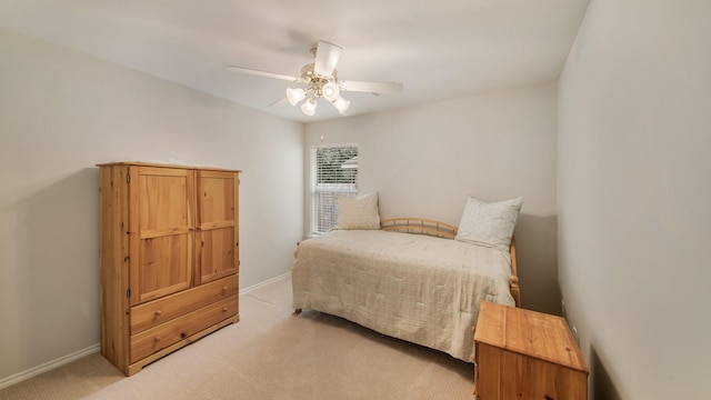 bedroom with carpet floors and ceiling fan