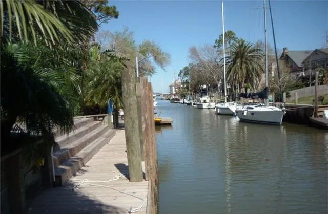 dock area with a water view