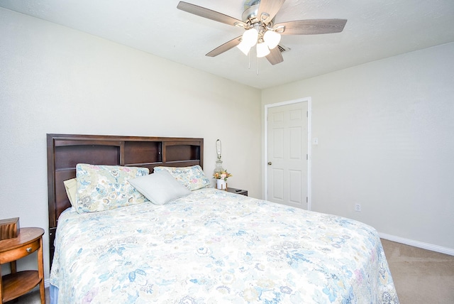 bedroom with carpet floors and ceiling fan