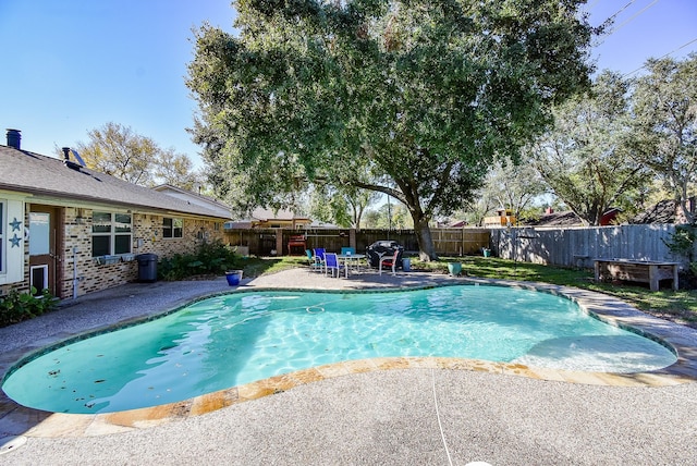 view of pool featuring a patio