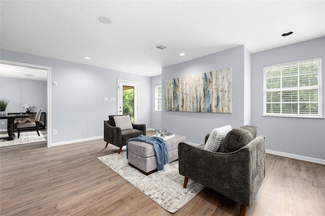 living room featuring hardwood / wood-style flooring and a wealth of natural light