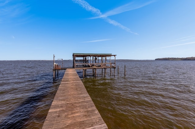 view of dock featuring a water view