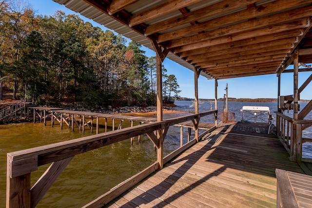 view of dock featuring a water view